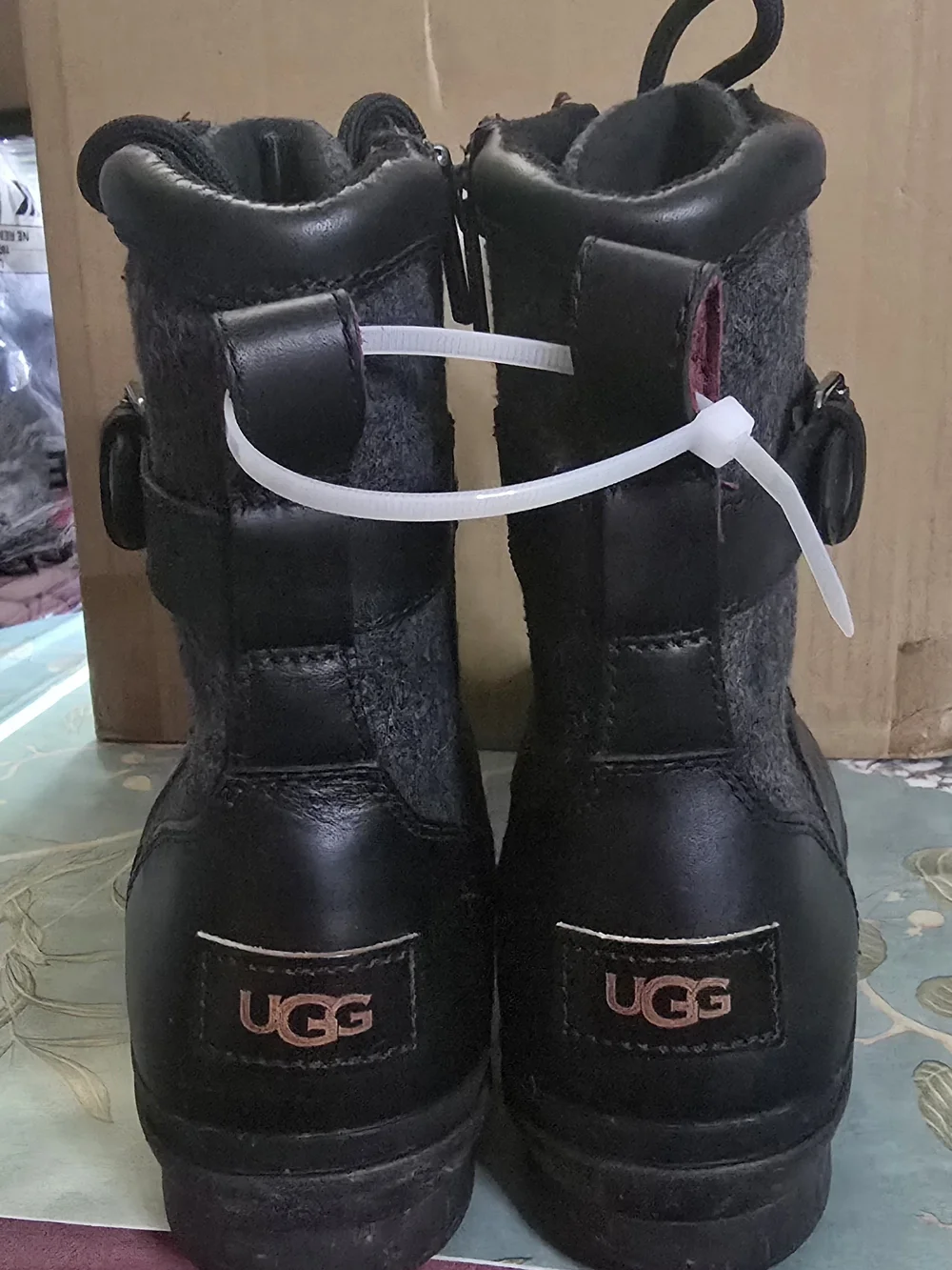 UGG Women's Black Lace-Up Side-Zip Winter Boots